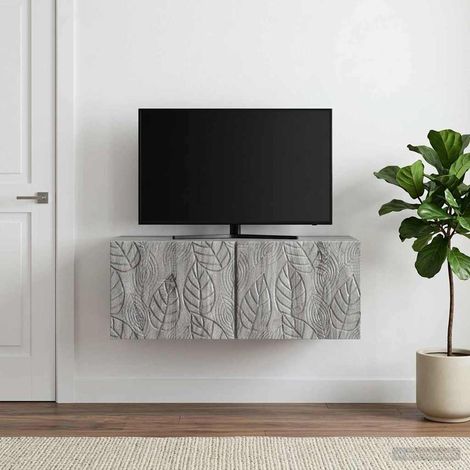 Meuble TV mural 2 portes Sonoma gris en bois d'ingénierie 59,5 x 41 x 30 cm - PANGIVO (1/5)