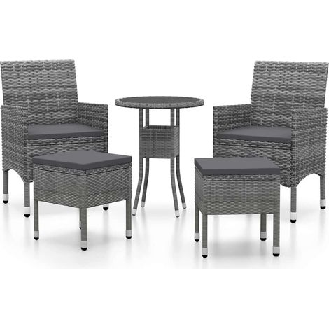 Set Divani da Giardino 5 pz Salotto da Giardino in Polyrattan Grigio (1/5)