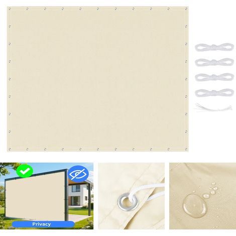 (Beige, 23M) Voile d'ombrage, avec œillets, imperméable, protection UV 95%, écran d'intimité pour pergola de jardin. (1/5)