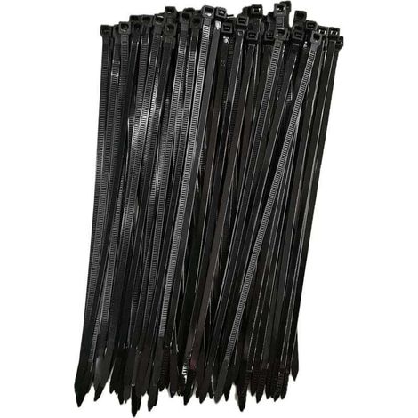Collier de Serrage Réutilisable Plastique, 250 mm x 7,6 mm, Attache Câble Réutilisables, Serre Câbles Rilsan Nylon, Colliers Serre Cable 250mm, Noir, Lot de 100 Pièces