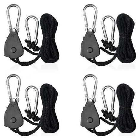 Choyclit – Tendeur à cliquet 4 pièces – Corde de 2,4m en nylon tressé – Charge maximale 34kg – Crochets en acier inoxydable pour intérieur et extérieur (1/2)