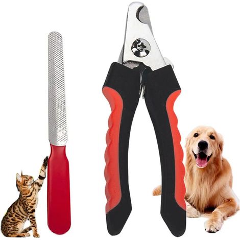 Coupe-ongles pour chiens avec protection de sécurité et lime à ongles - Coupe-ongles pour grands chiens(Rouge) (1/5)