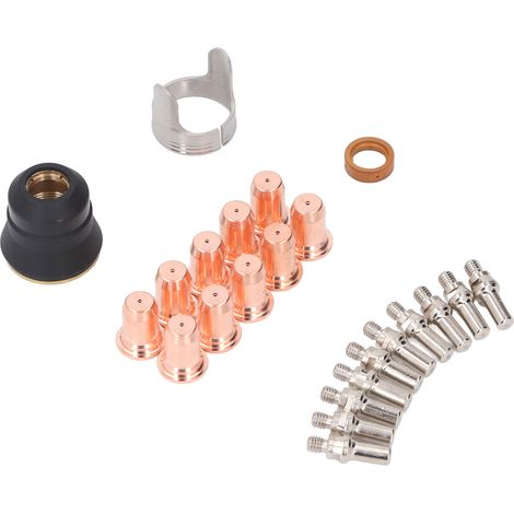 Ensemble 23 pièces accessoires pour découpeur plasma : buses, électrodes, coupelles de protection et bagues de rechange (1/5)