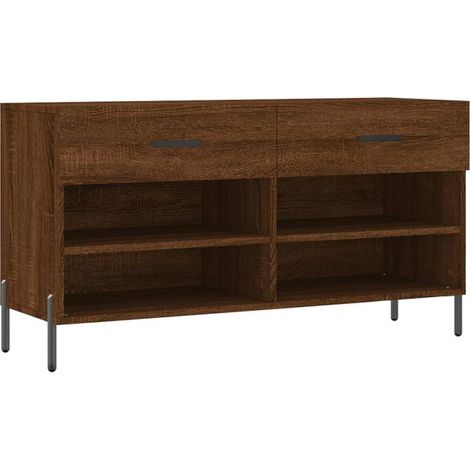 Tabouret à chaussures en chêne brun, 102x35x55 cm, bois d'ingénierie. (1/5)