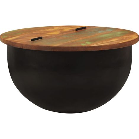 Couchtisch Schwarz 50x27 cm Altholz Massiv