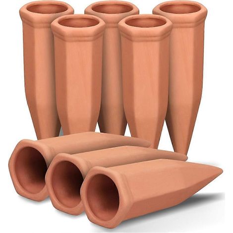Tuteurs d'arrosage pour bouteilles de vin, tuteurs en terre cuite pour plantes d'intérieur, lot de 8 inserts pour pots à arrosage automatique (1/5)