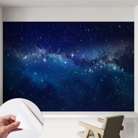 Selbstklebende Tapete modern Wohnzimmer - Wanddeko Schlafzimmer - Tapete mit Motiv Sternennacht 152x104 cm