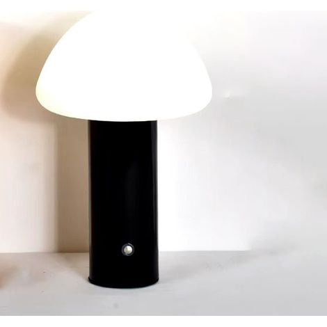 Lampe de bureau compacte, veilleuse chaude, lampe de chevet créative en forme de champignon, rechargeable 1800 mAh, lumière tricolore, noir (1/3)