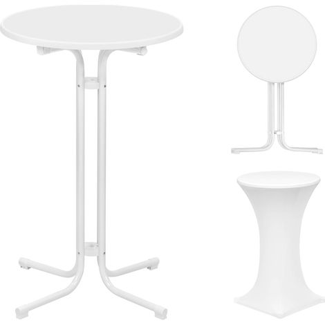 Table Haute Pliante WOLTU, Table Bar Ф70 x 110cm, Mange Debout Pliant, Table Ronde Pliante en Bois d'Ingénierie, Cadre en métal, Blanc (1/5)