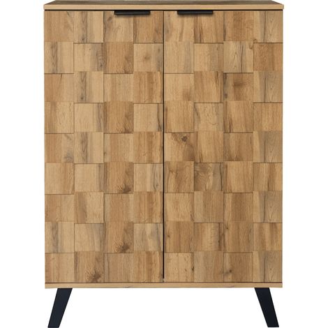 Buffet à chaussures moderne en panneaux de particules 80,5 x 35 x 109,5 cm avec étagères réglables couleur bois (1/5)