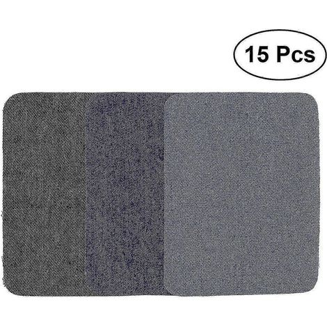 15 écussons thermocollants pour pulls, chemises, coudes, genoux, jeans et denim (noir, bleu foncé et bleu clair) (1/2)