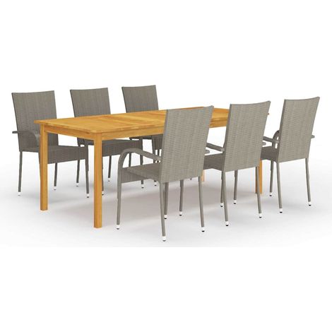 vidaXL Juego de comedor para jardín de 7 piezas gris (1/5)