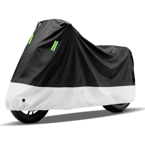 Wasserdichte Motorrad- und Rollerabdeckung 2XL 220x90x110cm, verstärkte UV- und staubdichte Plane, schwarze und silberne Outdoor-Abdeckung für Zweiräder (1/4)