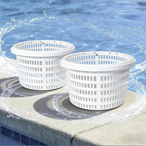 Lot de 2 Panier De Skimmer Piscine, 19cm Filtre Skimmer Piscine, Panier D'Écumoire De Pisci-ne Rechange avec Poignée, Accessoires De Pisci-ne pour Enlever Les Feuilles Et La Saleté