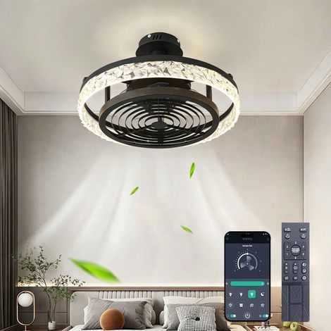 Ventilateur de plafond moderne avec éclairage intégré, contrôlé par application, 45 W, φ50 cm, 3000 K/4500 K/6000 K, 6 vitesses réglables, plafonnier. (1/5)