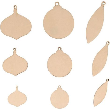 Set d'ornements - ARTEMIO - 90 pcs - Bois - Rond - Décoratif Noël