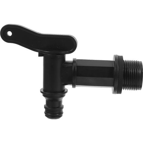 Adaptateur de tuyau pour récupérateur d'eau de pluie, robinet en plastique noir résistant (1/5)