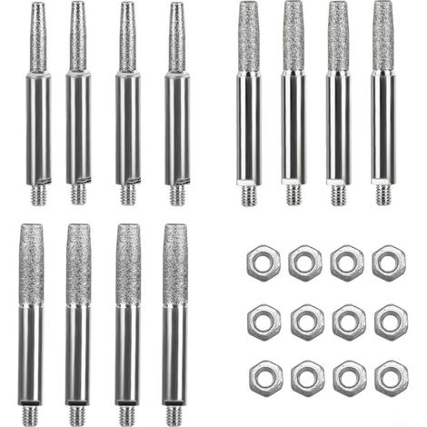 Lot de 12 aiguiseurs de chaîne de tronçonneuse avec revêtement diamant 4 mm, 4,8 mm, 5,5 mm, pour meuleuse d'angle, pièces de rechange argentées (1/5)