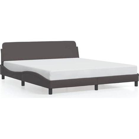 Lit double  Lit adulte  Cadre de lit Dover gris 180x200 cm similicuir