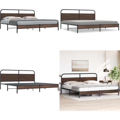vidaXL Metallbett ohne Matratze Braun Eichen-Optik 180x200 cm (1/5)