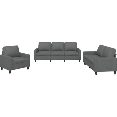 Maison Exclusive - Set di Divani 3 pz con Cuscini Grigio Scuro in Tessuto