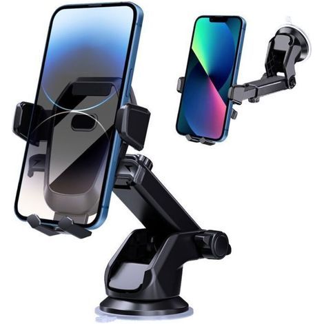 pair Support Téléphone Voiture Universel Ventouse Réglable Support et sortie d\\'air, Opération à Une Main, Attache Voiture Pare-Brise (1/5)