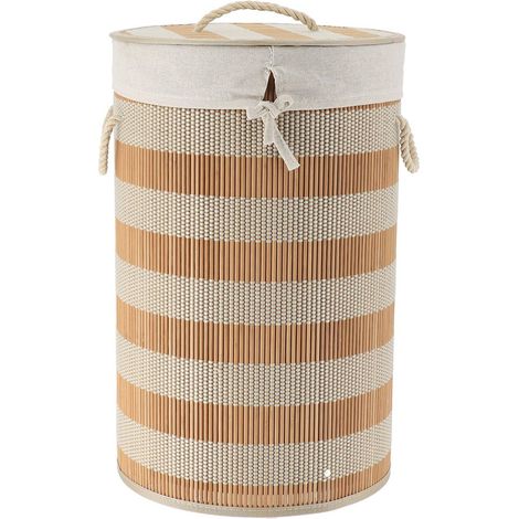 Cesto per biancheria pieghevole in bambù e cotone con coperchio - naturale - Tendance (1/3)