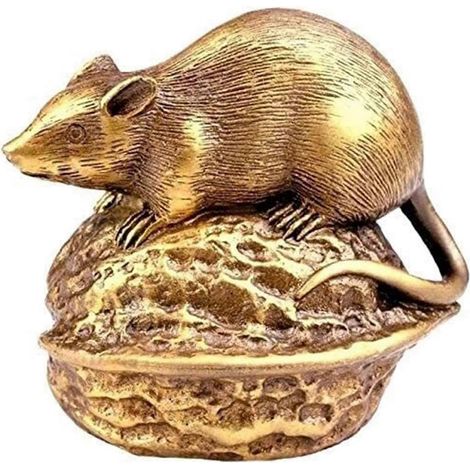 Rattenstatue, Tierkreiszeichen-Skulptur, Innendekoration, Kunst, kreative Walnussskulptur (1/5)