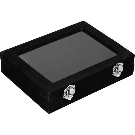 24 compartiments vide boîte rangement noir pour ongles bijoux bagues strass perles pierres décoratives (1/5)