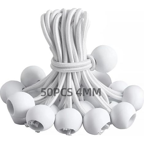 50 cordons élastiques, cordon élastique flexible de 150 mm, pelote de cordon élastique, convient pour les bâches, les tentes, le camping, les bannières. (1/5)