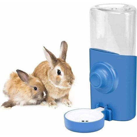 600 ml suspendu lapin fontaine d'eau automatique lapin fontaine d'eau suspendu fontaine d'eau chat Hamster lapin bleu (1/5)
