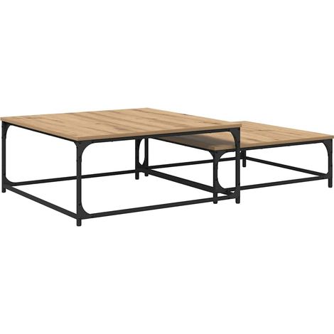 Mesa de Café 2 pcs Roble artesanal Madera de ingeniería vidaXL