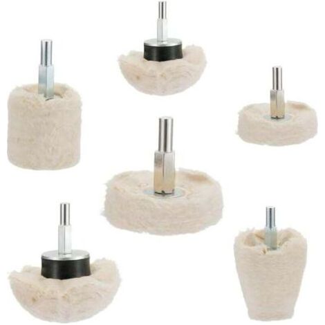 Pair Lot de 6 disques de polissage pour perceuse, tampons de polissage, outil de polissage en forme de disque avec manche de 6,35 mm pour métal, aluminium, acier inoxydable, chrome, bijoux, bois, pl (1/4)
