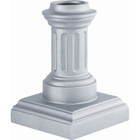 Base avec socle, forme tradition royale - Hauteur 325mm largeur base carré 230mm pour tube Ø80mm - Aluminium - DECO FER FORGE