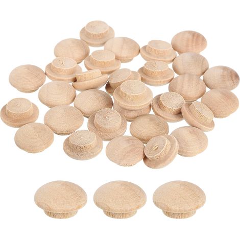 60Pcs Bouchons à Bouton en Bois, 10mm/0,39" Bouchon de Trou de Vis en Bois Dur, Capuchons en Bois de Dôme, Bouchon en Bois pour Meubles, Travail du Bois, Artisanat (15mm x 10mm) (1/5)