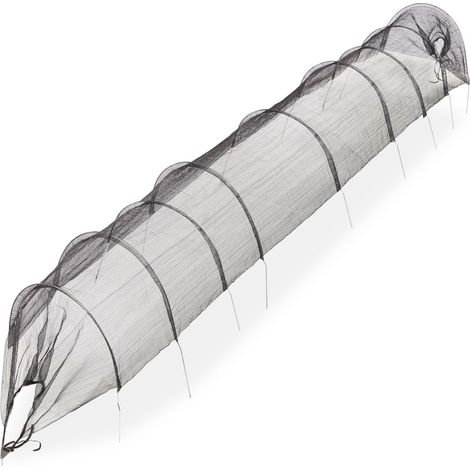 Relaxdays Serra per Orto, 5 m, Miniserra a Tunnel con Archetti, Protezione Piante da Uccelli e Insetti, Giardino, Nero, Acciaio Inox (1/5)