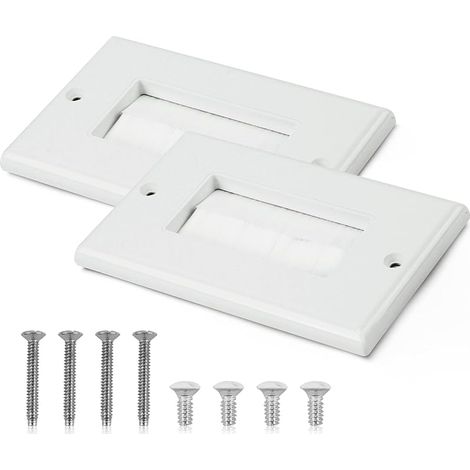2 Pièces Plaques Murales avec Brosse pour Passage de Câbles, Passe-câble Murale Sortie connecteur Audio vidéo, Anti-poussière Mur Panneau Câble Pass Through Insert pour Câbles TV HDMI