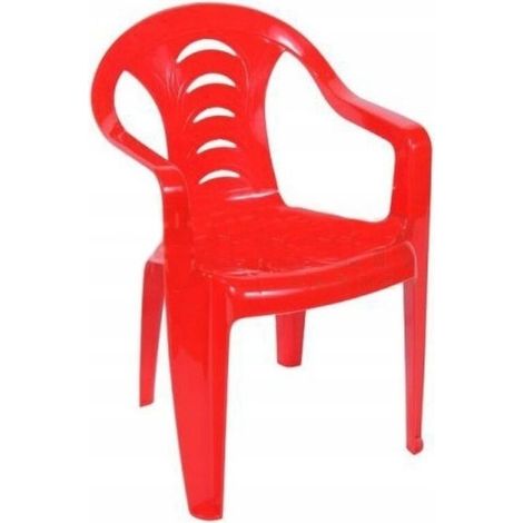Chaise De Jardin - Enfants - Plastique - Rouge - 36 X 36 X 52 5 Cm - Charge Max 15 Kg - Empilable