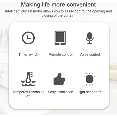 Lot de 2 moteurs électriques intelligents pour rideaux Tuya WiFi, sans câblage, compatibles avec une passerelle et une application mobile, compatibles avec Alexa Home, adaptés aux tringles à stores ro (1/5)