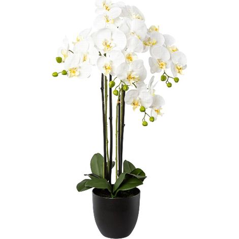 GASPER Schmetterlingsorchidee - Phalenopsis Weiß 4 Blütenrispen 83 cm - Kunstpflanzen