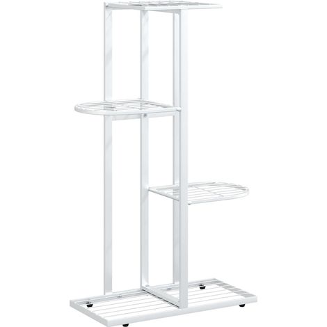 vidaXL 4-Floor Flower Stand 43x22x76 cm White Metal