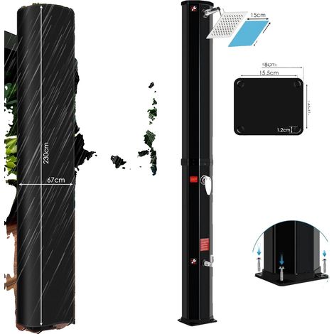 Douche Solaire, Capacité de 40 Litres, Hauteur de 225 cm, Douche Rotative à 360°, Contrôle de Température jusqu'à 60°C, Design Autonome (1/5)