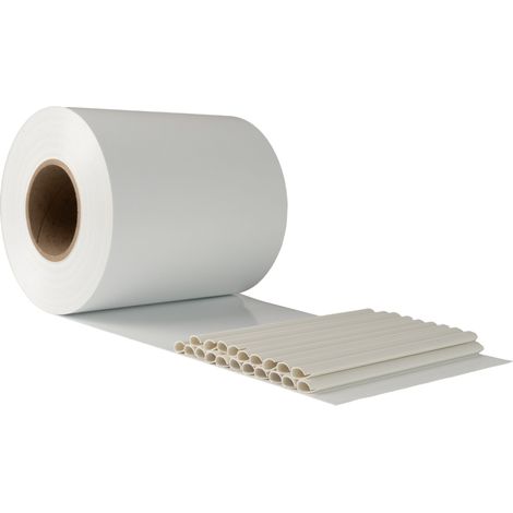 Electronicx PVC Sichtschutzstreifen Sichtschutzrolle Weiß RAL 9003 Doppelstabmatten 35m x 19cm 650g/m² Premium-Qualität extra stark inkl