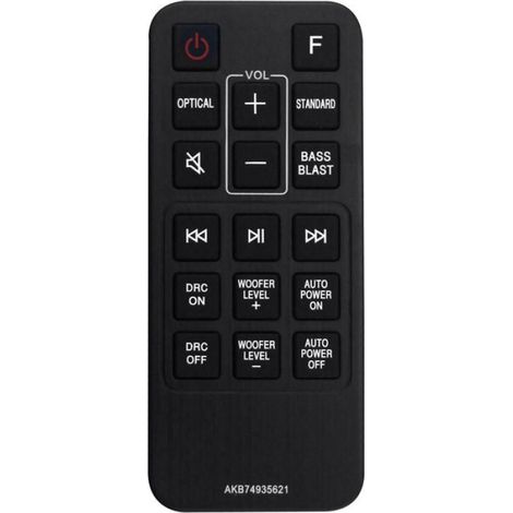 Télécommande - AKB74935621 - Pour Barre De Son LG SJ2 SJ2.AEUSLLK SJ2.DEUSLLK - Noir - 1 Pièce (1/4)