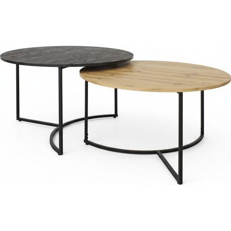 Set Tavolini Salotto Moderni Diametro 80cm Bassi Design Metallo Oro