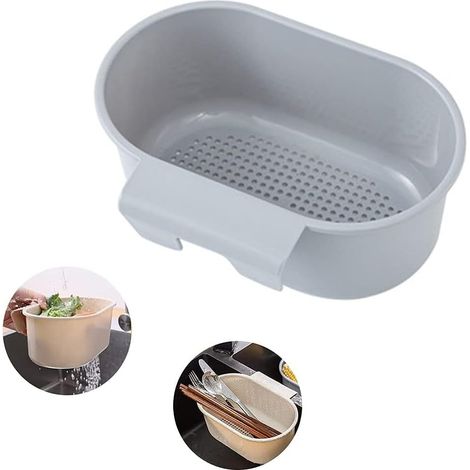 Panier égouttoir multifonctionnel pour évier, collecteur de déchets de cuisine pour filtrer les résidus et laver les légumes, les fruits, les égouttoirs et les champignons. (1/5)