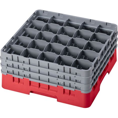Casiers de lavage - haut max 19.6 cm - 50 x 50 x 22.5 cm - Rouge Rosé - Lot de 3 - Cambro