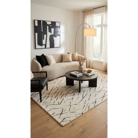 Tapis berbère Sara - Tapis en laine - 160x90cm, Rectangular - 100% Laine vierge - Noué main - Blanc (1/5)