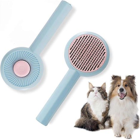 Peigne pour chats et chiens avec fonction de nettoyage automatique, bleu, 1 pièce (1/5)
