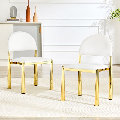 Set di 2 sedie da pranzo moderne, sedia imbottita con schienale semicircolare, sedia da cucina in PU e gambe in metallo, Solo sedie incluse, nessun tavolo, altezza 80 cm, elegante e robusta (1/5)